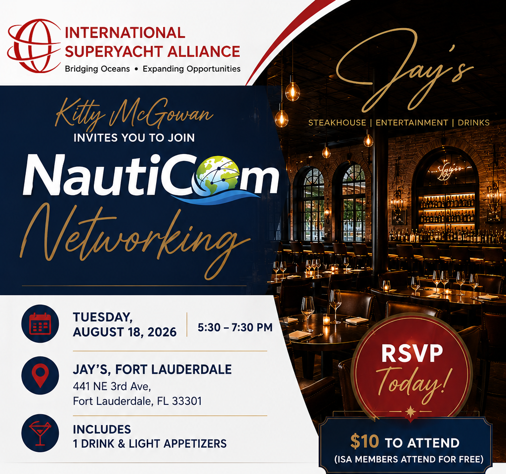 Flyer for NautiCom Networking Event at Jay's